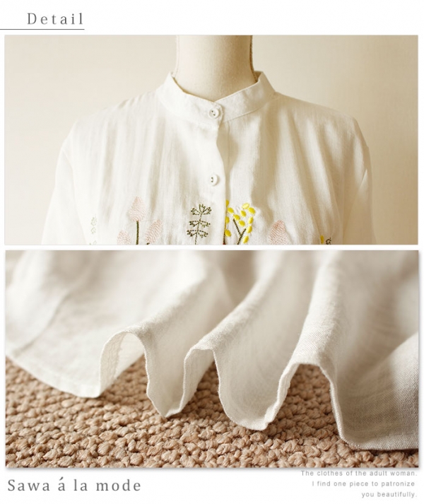 セール対象商品】 レディース 大人 上品 マオカラ―でポップ刺繍