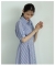 華奢見えストライプラップ調シャツワンピース 華奢見えストライプラップ調シャツワンピース