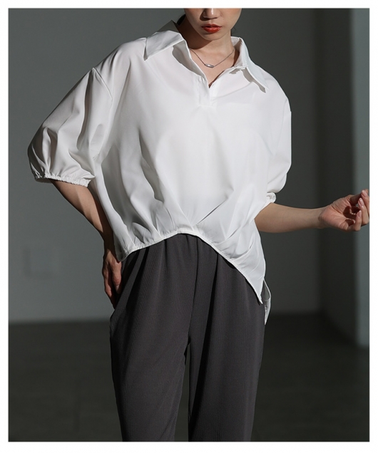 レディース 大人 上品 裾タック変形シルエットブラウス【メール便可