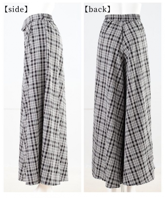 フラップデザインチェックパンツ 