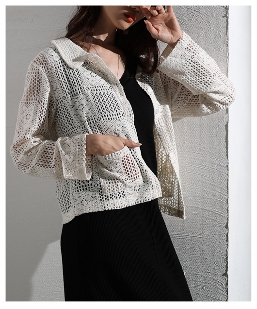 レディース 大人 上品 クロシェ編みシャツトップス【メール便可】 mode
