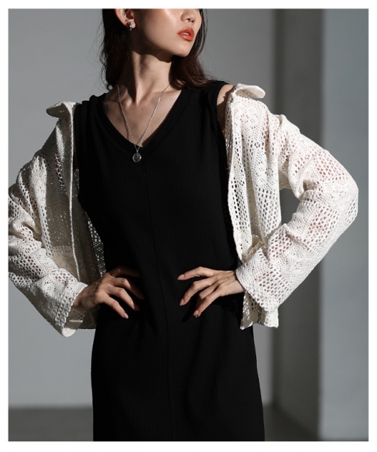 レディース 大人 上品 クロシェ編みシャツトップス【メール便可】 mode