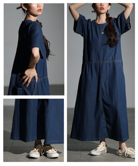 レディース 大人 上品 ロングデニムワンピース【9月1日20時販売