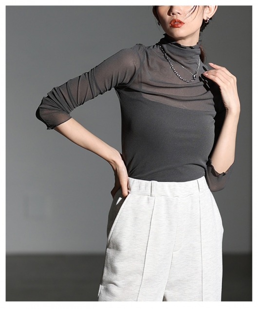 レディース 大人 上品 メッシュシアートップス【メール便可】 mode