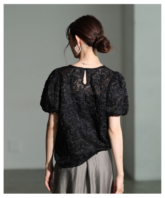 【極美品】レリアン 24SS コード刺繍 ブラウス 大きいサイズ 13+ シアー 極美品】レリアン 24SS コード刺繍 ブラウス 大きいサイズ 13+
