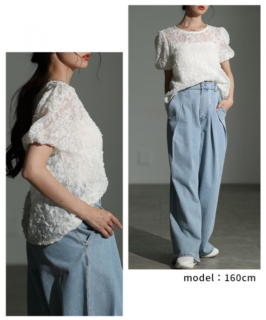 ✴︎お値下げ中✴︎45Rインディゴ花柄ブラウス　袖口裾に丁寧なレース刺繍　体型カバー 楽天市場】ガーゼ シャツ レディース ダブルガーゼ 七分袖 大きい