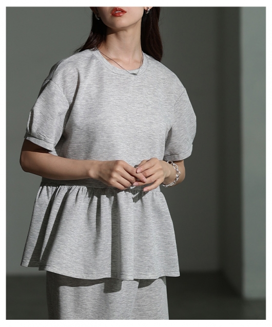 レディース 大人 上品 ペプラムトップス＆裾フリルスカート