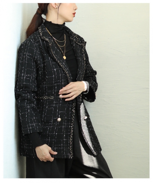 レディース 大人 上品 ツイードテーラードジャケット mode-10090