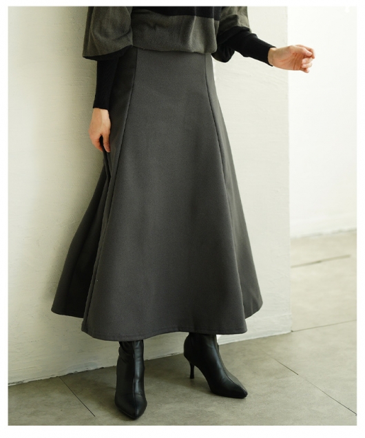 レディース 大人 上品 配色ハイネックニット×フレアスカート