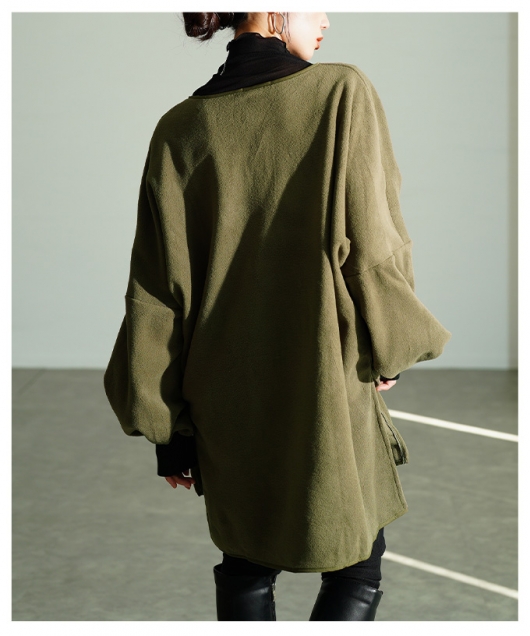 レディース 大人 上品 ランタンスリーブフリースチュニック【11月24日