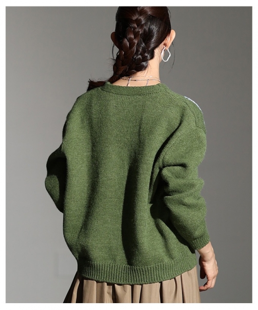 レディース 大人 上品 草花刺繍ラインニットカーディガン mode-10123
