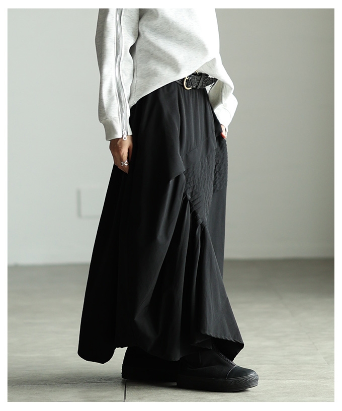 レディース 大人 上品 アートタックアシンメトリースカート 【12月17日