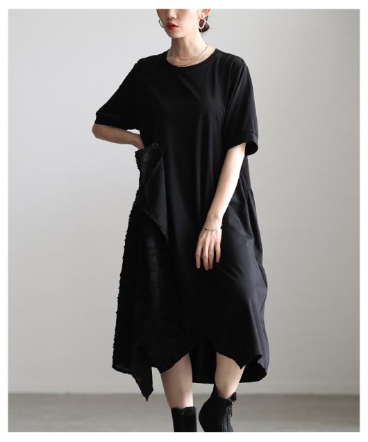 レディース 大人 上品 アシンメトリー花柄レイヤードワンピース【4月25