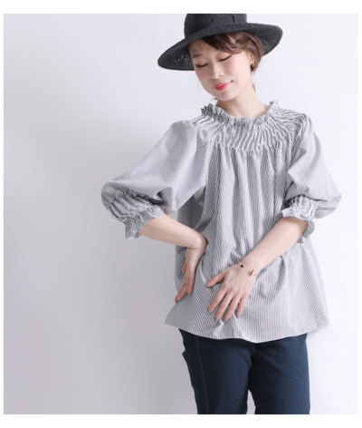 レディース 大人 上品 大きいサイズ LL 3L ピンストライプ柄