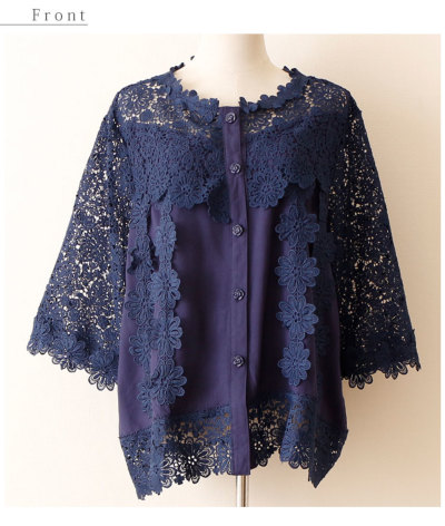レディース 大人 上品 花刺繍レースが可愛らしいふんわり