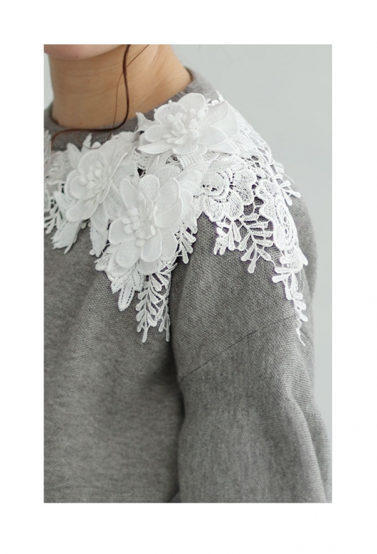 DAMA Premium カシミヤレースモチーフニット ダイヤスカシニット[品番