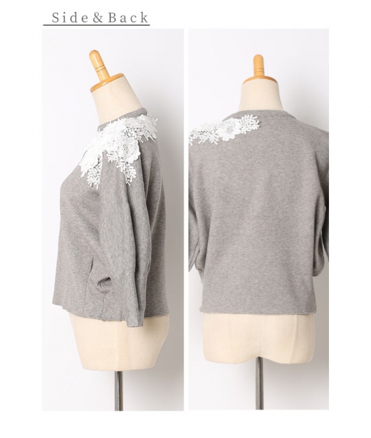 【美品】ANAYI 3Dフラワーモチーフ レース トップス カットソー ニット ANAYI（アナイ） カーディガン 立体フラワーレースV カーディガン