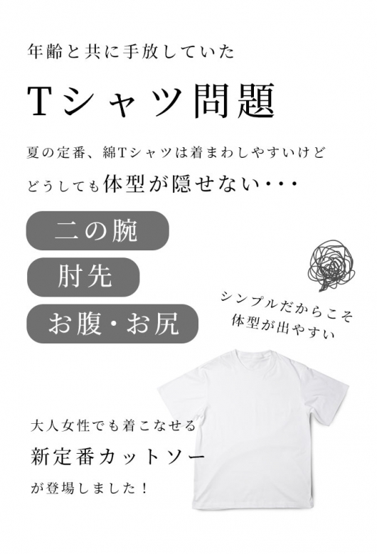 肘先まで隠れる大人の花レースTシャツ