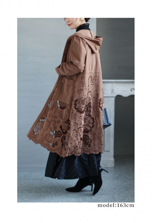山川衣布 刺繍変形ロングコート 個性的 アシメ モード 大きいサイズ 作家物お値下げ不可