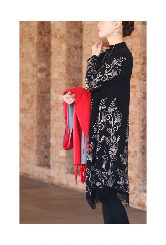 【極美品】　エポカ 裾レース サマーニット ワンピース ドレス フレア 極美品】 エポカ 裾レース サマーニット ワンピース ドレス