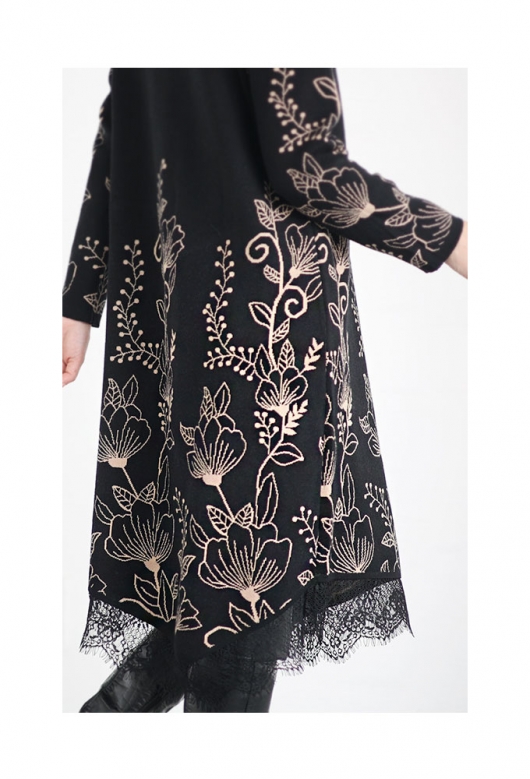 【極美品】　エポカ 裾レース サマーニット ワンピース ドレス フレア 極美品】 エポカ 裾レース サマーニット ワンピース ドレス