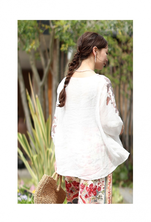 momonohana ブラウス　作家さま　リネン momonohana ブラウス 作家さま リネン