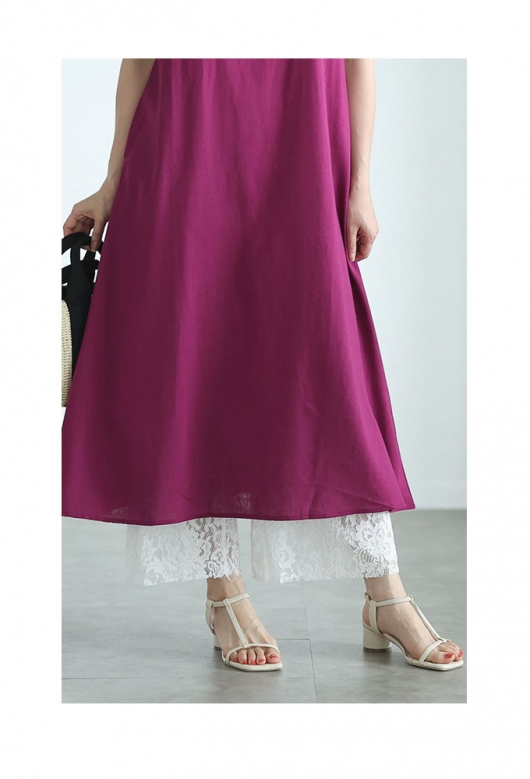 レディース 大人 上品 ワンピースの下に穿くレースワイドパンツ mode