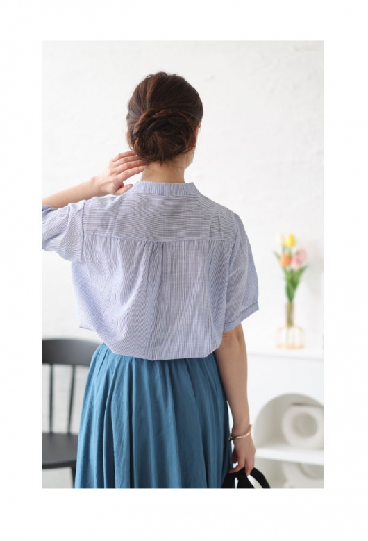レディース 大人 上品 春を告げる花刺繍のストライプ柄シャツ レディース 大人 上品 春を告げる花刺繍のストライプ柄シャツ