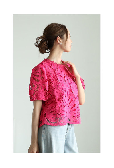 イベントセール】 レディース 大人 上品 美しいカットワークの総レース