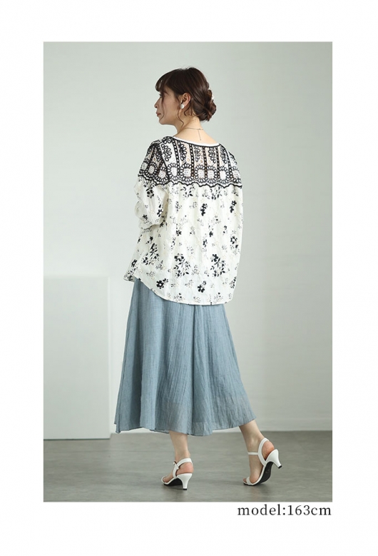 花柄レース　レイヤードブラウス/シャツ 楽天市場】360度囲む刺繍レースの花柄シャツブラウス レディース