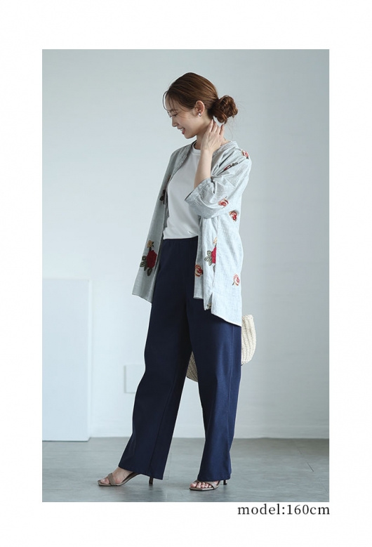 新品 9733 L フロッキー 花模様 オーバー 売れ筋商品|||ブラウス アイボリー系 春 夏 秋 レディース 綿100％ コットン シャツ 上品 50代 60代 70代 先行予約】フロッキーフラワーブラウス | [公式]アンデミュウ