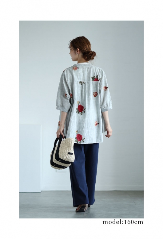 新品 9733 L フロッキー 花模様 オーバー 売れ筋商品|||ブラウス アイボリー系 春 夏 秋 レディース 綿100％ コットン シャツ 上品 50代 60代 70代 レディース 大人 上品 花刺繍咲くコットンシャツブラウス