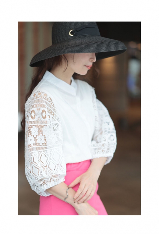 レディース 大人 上品 優美なカットワークレースブラウス【ゆう