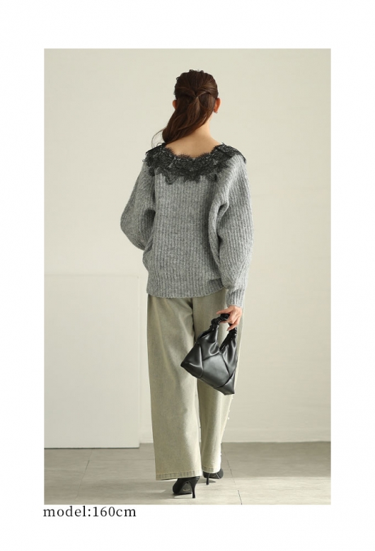 イベントセール】 レディース 大人 上品 優美な花レースニットトップス