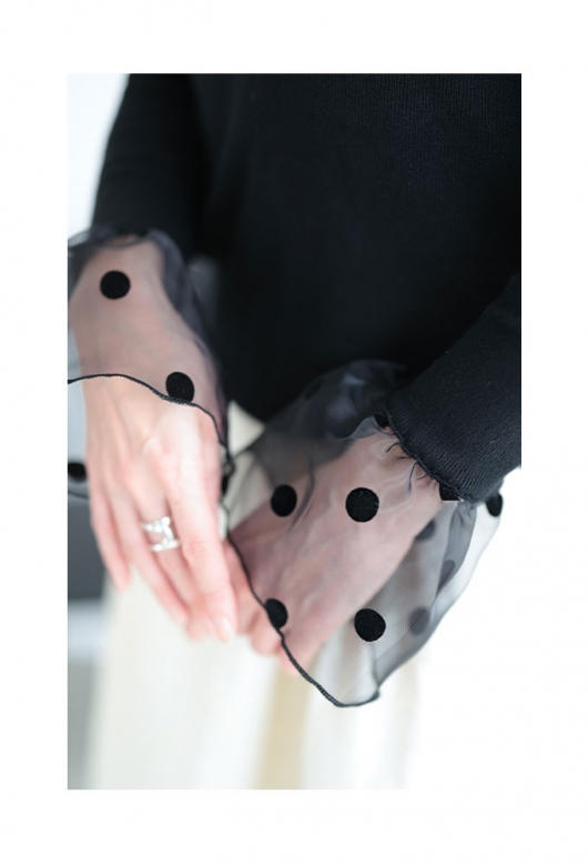 イベントセール】 レディース 大人 上品 フロッキードット切替フレア