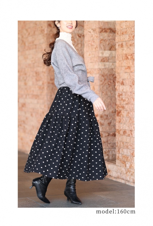 レディース 大人 上品 カシュクールニットとドットスカートの