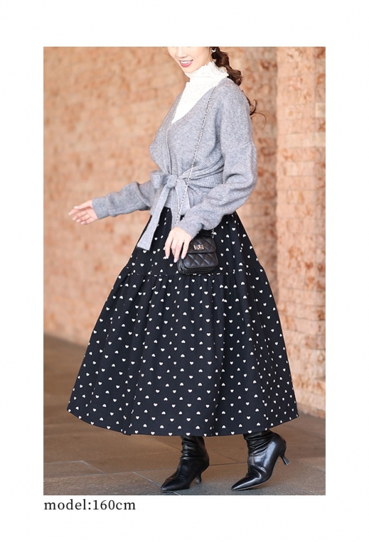 レディース 大人 上品 カシュクールニットとドットスカートの