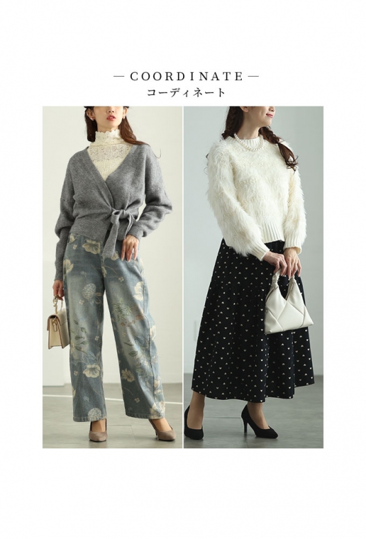 レディース 大人 上品 カシュクールニットとドットスカートの