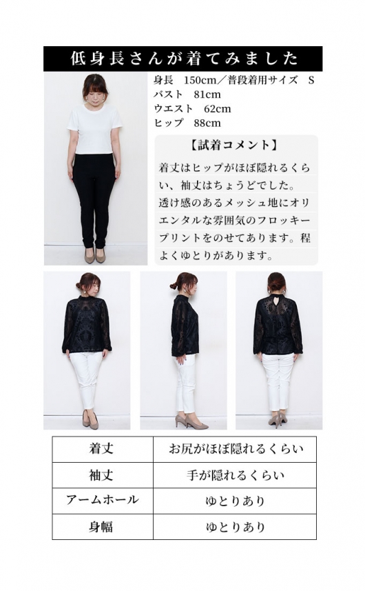 レディース 大人 上品 オリエンタル柄フロッキープリントシアー