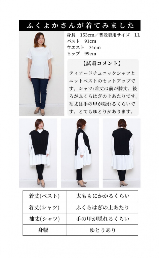 レディース 大人 上品 ニットベストとシャツワンピースの2点セット