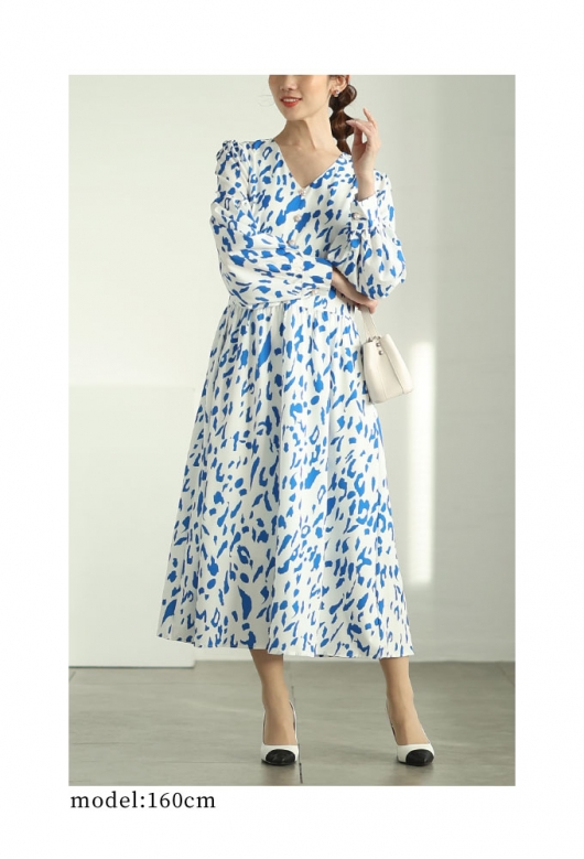 ワンピースまとめ売り33 SHIPS Colors:〈手洗い可能〉配色 ギャザー ロングスリーブ