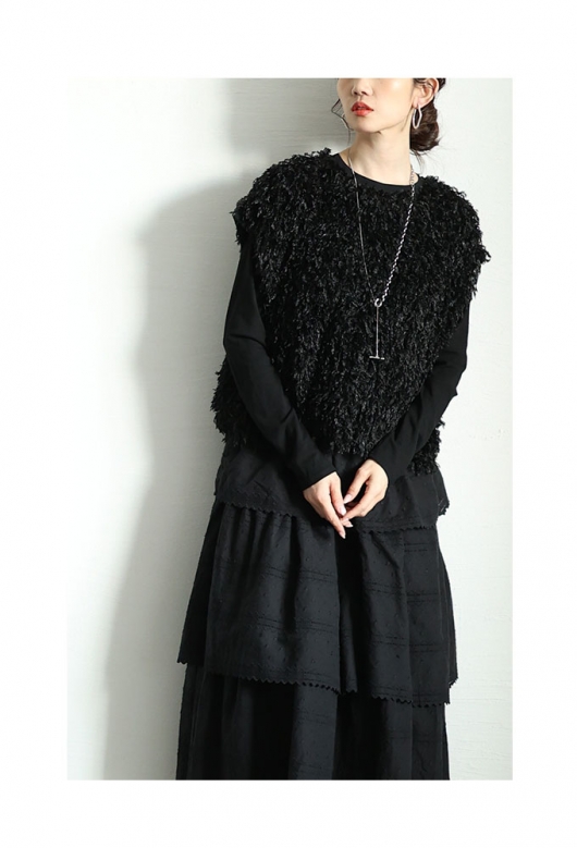 レディース 大人 上品 コットンティアードが靡くドッキングワンピース