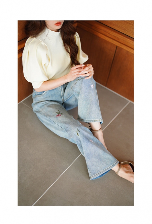 花柄ワイドデニム Theater code ジーンズ flower design wide denim pants
