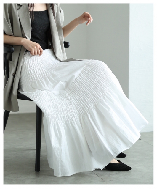 レディース 大人 上品 ふわりと弾む2段シャーリングフレアスカート