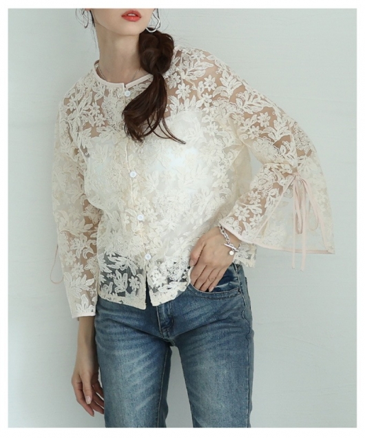 ☆最終値下げ☆roseanna 花柄　レースブラウス 花柄刺しゅうレースブラウス長袖レディース[品番：AGCW0001320