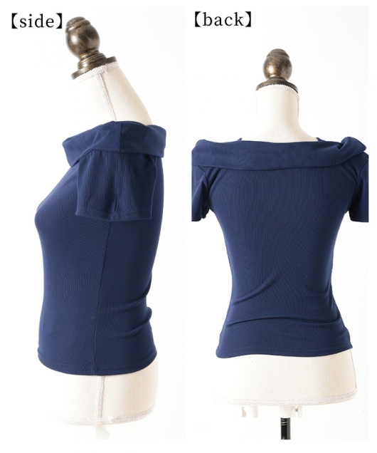 レディース 大人 上品 綺麗め纏うオフショルダー風スリムカットソー