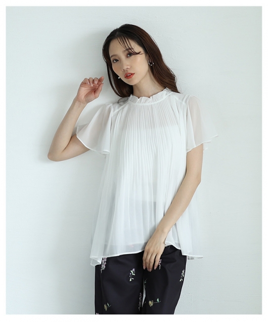 注目モデル！シフォン 袖フレアプリーツ シンプル２点セット ワンピースひざ丈スカートロングスカート スカート Z9073 S-LLカジュアルにもきれいめにも 光沢シフォン プリーツスカート