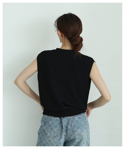 レディース 大人 上品 ハンサムライクなノースリーブサマーニット