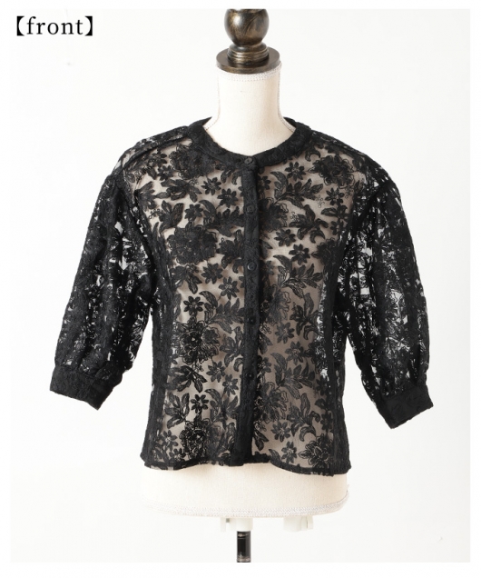 【希少】LIBERTY ウィットリー 花柄 袖フレア 長袖 カットソー 黒 38 ドット＆花柄フレアスリーブシャーリング長袖カットソープルオーバー