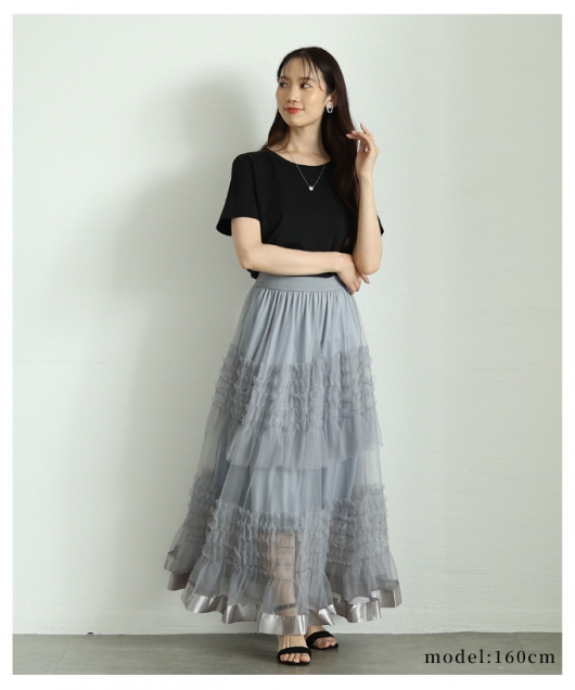 HONEY MEW ティアードフリルスカート グレー F HONEY MEW ティアードフリルスカート グレー F レディース 大人
